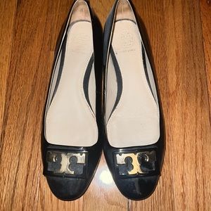 Tory Burch black patent leather ballet flats